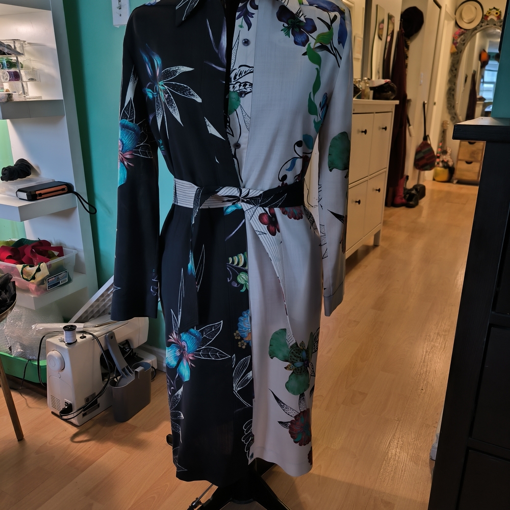 Etro Multicolor Floral Long Sleeve Dress